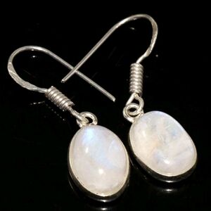 Rainbow Moonstone Gemstone 925 Sterling Silver Handmade Drop Dangle Earrings